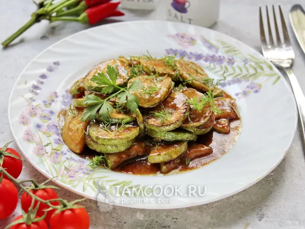 Фото блюда: Кабачки в кисло-сладком соусе