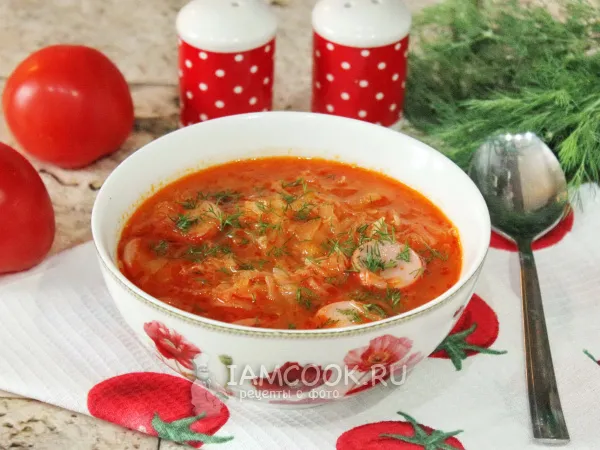 Фото готового блюда: Томатный суп с квашеной капустой