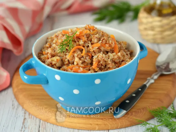 Фото блюда: Постная гречка в духовке (с луком и морковью)