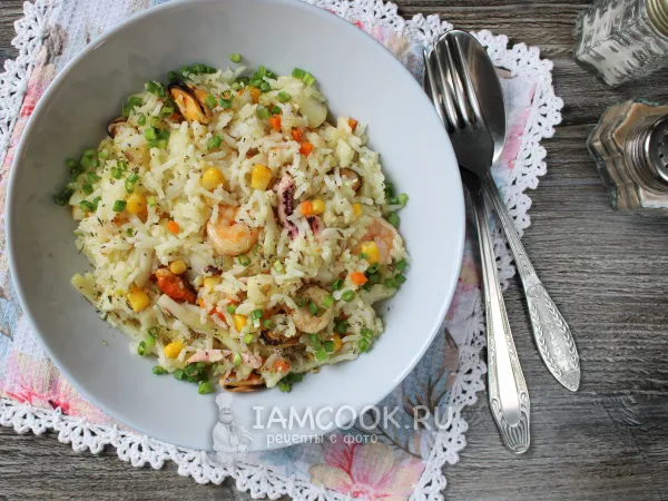 Фото блюда: Жареный рис с морепродуктами