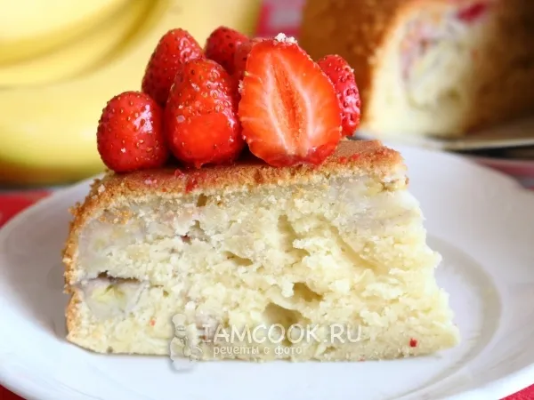 Фото блюда: Пирог с клубникой и бананом