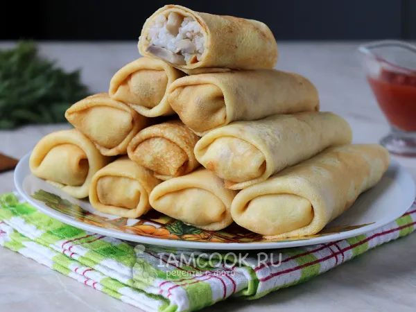 Фото готового блюда: Блинчики с рисом и грибами