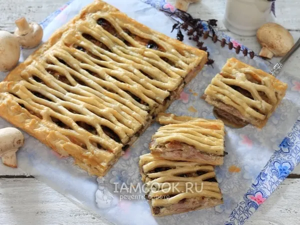 Фото готового блюда: Пирог с курицей и грибами