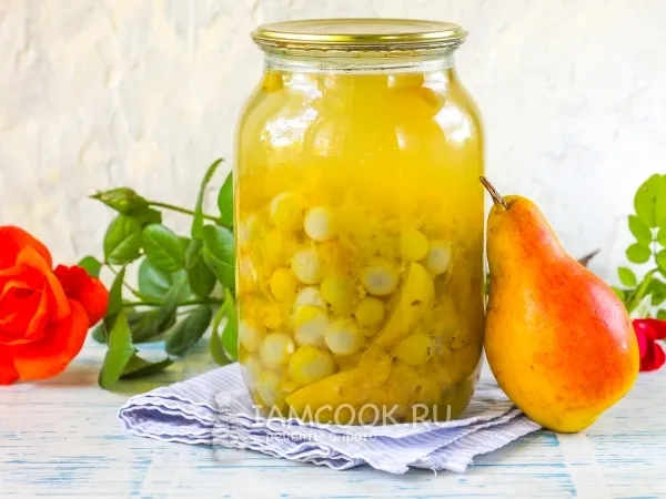 Фото блюда: Компот из груш и винограда на зиму