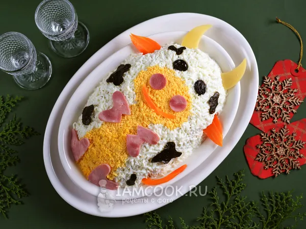 Фото блюда: Салат «Оливье» на Новый год быка