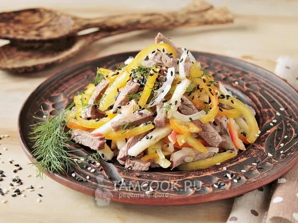 Фото блюда: Салат с говядиной и болгарским перцем