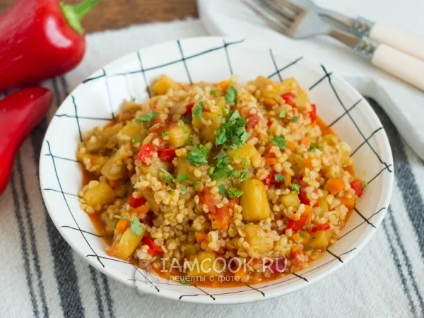 Фото блюда: Булгур с баклажанами и помидорами