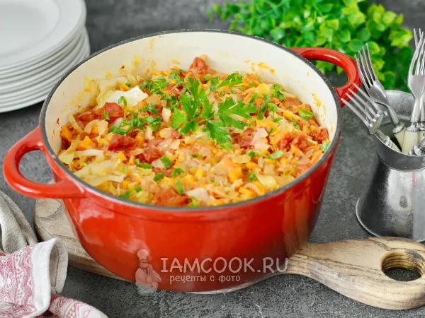 Фото готового блюда: Ленивые голубцы с тушеной капустой