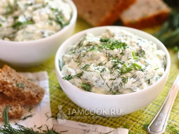 Фото блюда: Творог с огурцом и зеленью