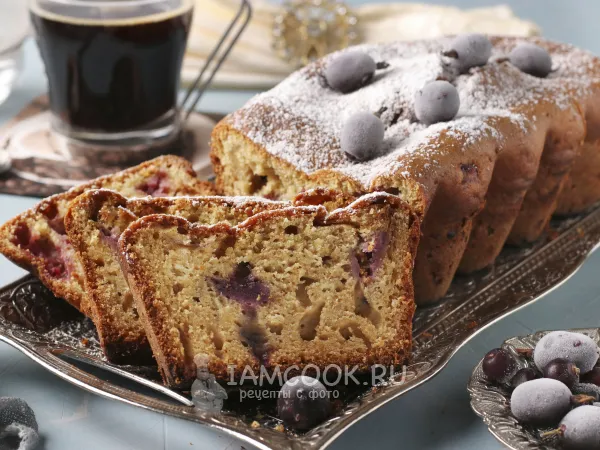 Фото готового блюда: Кофейно-творожный кекс со смородиной