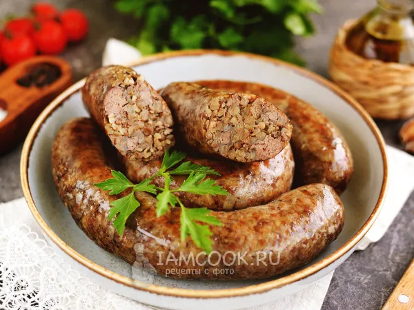 Фото готового блюда: Печеночная колбаса с гречкой