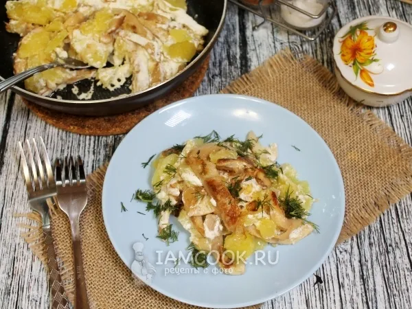 Фото блюда: Жареные сыроежки с картошкой