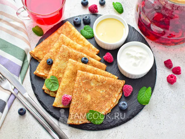 Фото блюда: Блины на кефире с кипятком и манкой