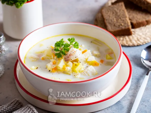 Фото блюда: Уха из трески со сливками