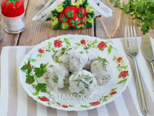 Фото готового блюда: Тефтели из индейки в сливочном соусе