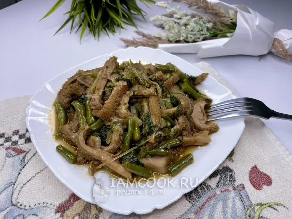 Фото блюда: Жареная требуха с луком