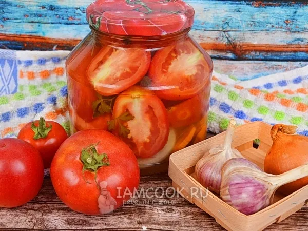 Фото блюда: Салат из помидоров с луком «Пальчики оближешь»