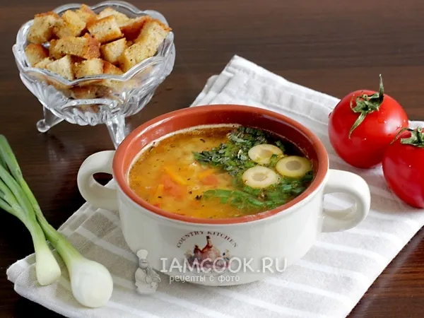 Фото готового блюда: Постный суп из чечевицы