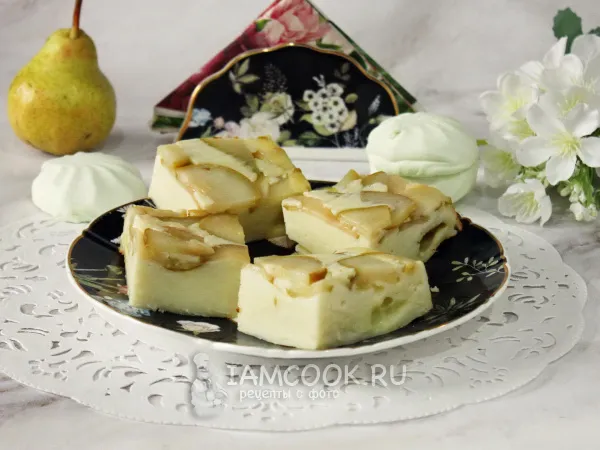 Фото блюда: Творожная запеканка с зефиром и грушей