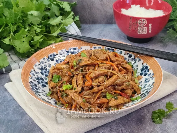 Фото блюда: Грибы эноки с мясом