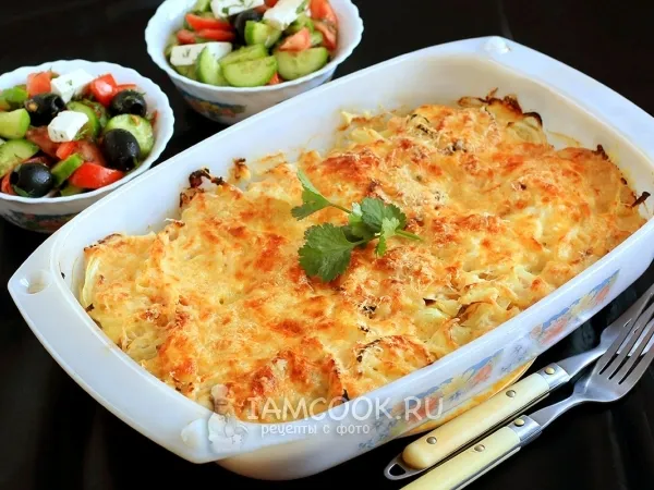 Фото готового блюда: Мясо по-французски из курицы и картофеля