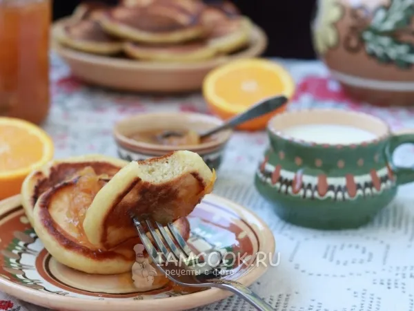 Фото блюда: Пышные оладьи с творогом на кефире