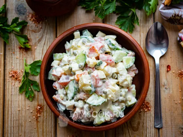 Фото блюда: ПП-оливье с красной рыбой