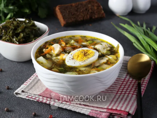 Фото готового блюда: Суп с морской капустой и курицей