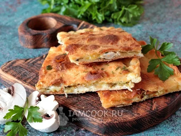 Фото готового блюда: Закрытая деревенская пицца с курицей
