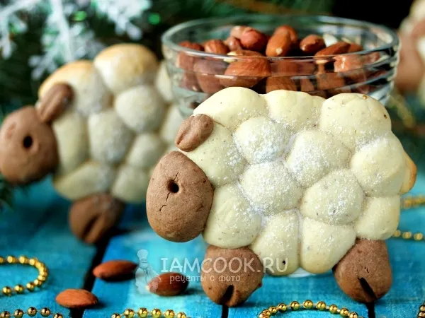 Фото готового блюда: Песочное миндальное печенье «Овечки»