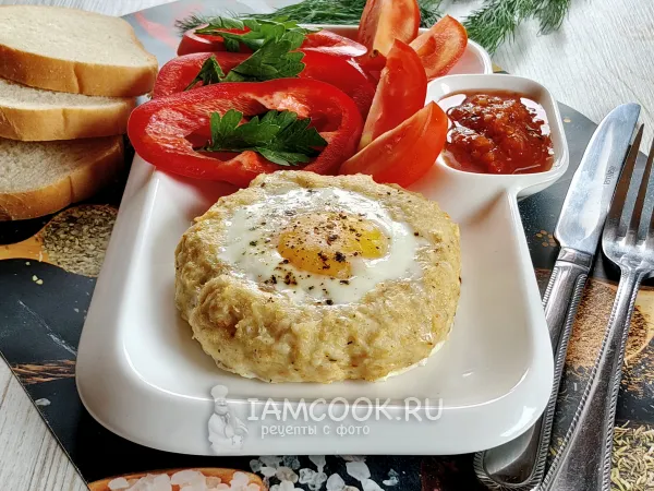 Фото блюда: Гнезда из куриного фарша с яйцом