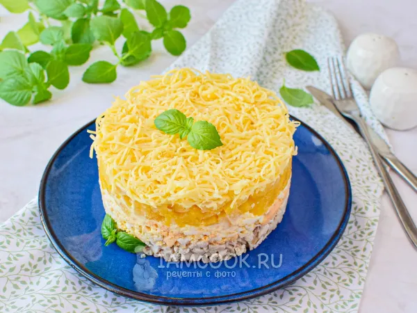 Фото блюда: Салат «Невеста» с ананасом и курицей