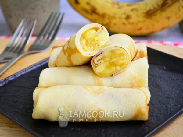 Фото блюда: Блины с банановой начинкой