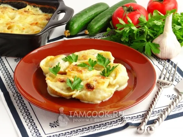 Фото блюда: Фаршированные макароны-ракушки