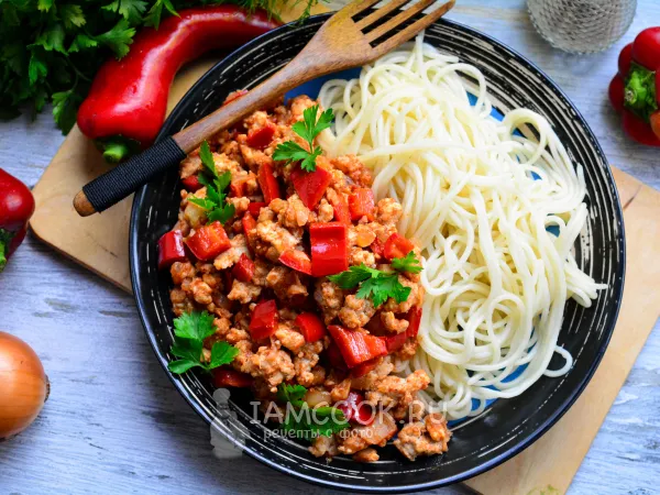 Фото блюда: Жареный фарш с перцем