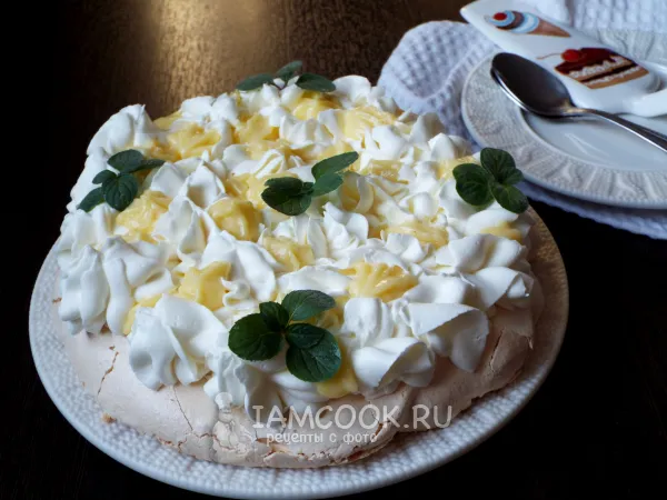Фото блюда: Торт «Павлова» с лимонным курдом