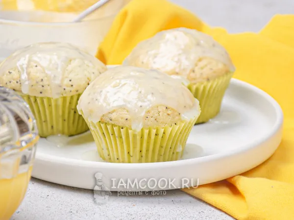 Фото блюда: Капкейки с маком под лимонной глазурью