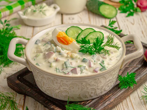 Фото блюда: Окрошка на кефире и сметане