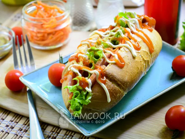 Фото готового блюда: Хот-дог с колбасой