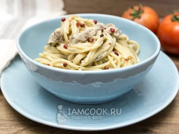 Фото блюда: Спагетти с белыми грибами