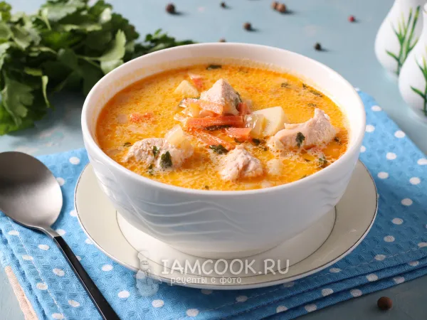 Фото готового блюда: Суп из индейки с плавленым сыром