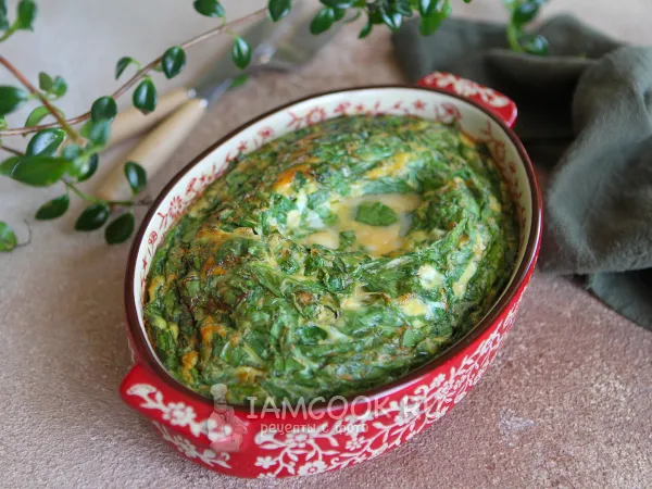 Фото блюда: Омлет со шпинатом в духовке