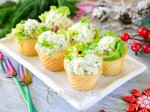 Фото блюда: Тарталетки с курицей и огурцом