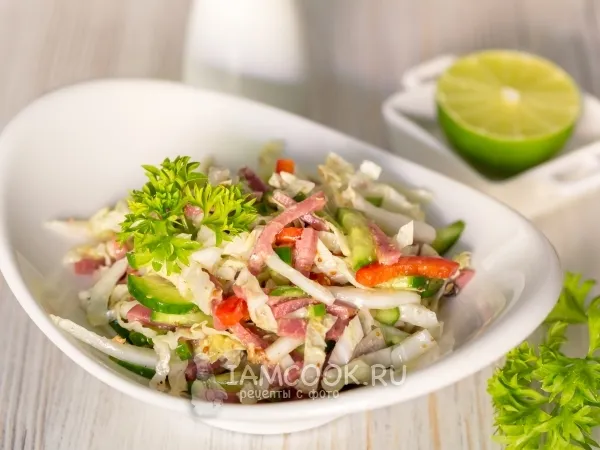 Фото блюда: Салат с ветчиной и овощами