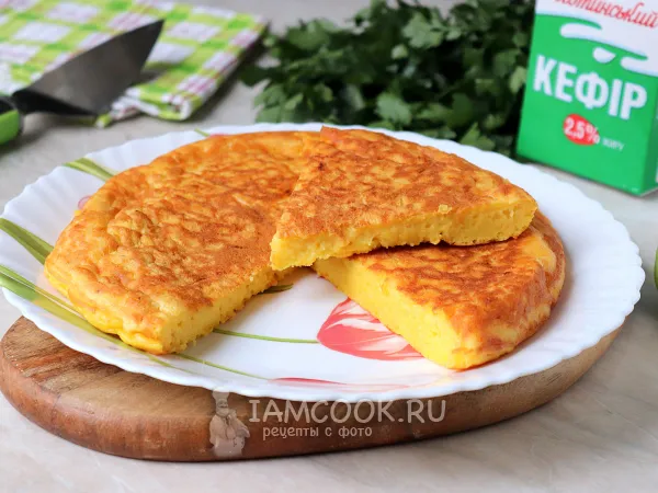 Фото блюда: Пирог из кабачков на кефире на сковороде