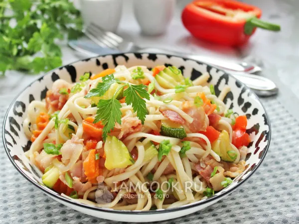 Фото блюда: Лапша удон с беконом