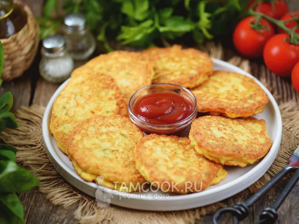 Фото блюда: Куриные оладьи с цветной капустой и сыром