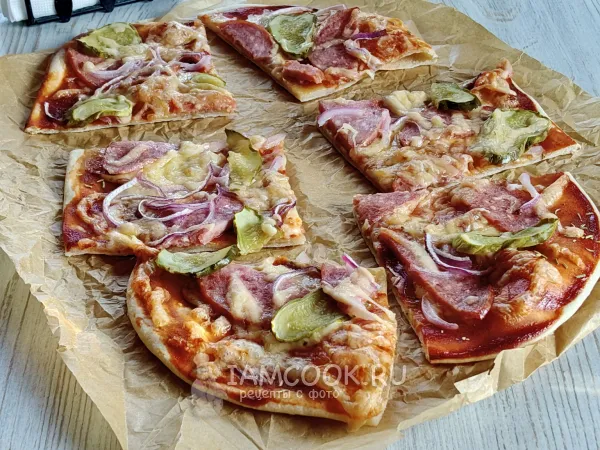 Фото блюда: Пицца на пельменном тесте