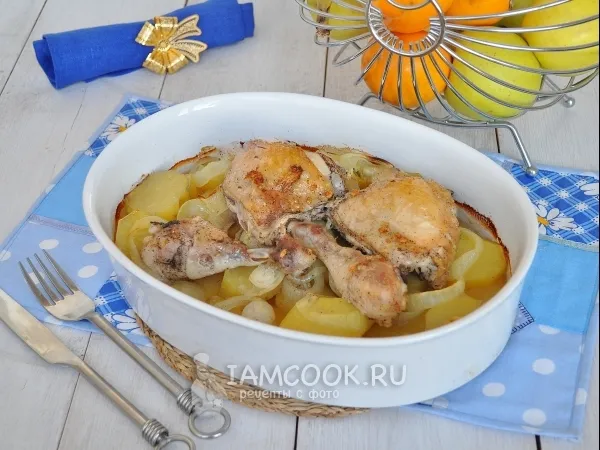 Фото блюда: Куриные ножки с картошкой в духовке