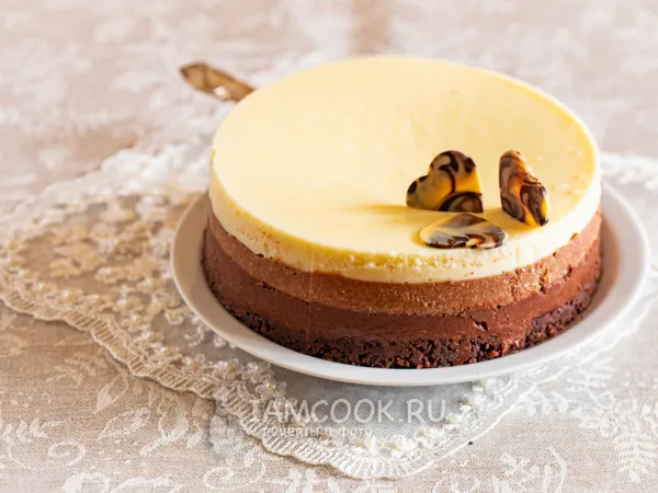 Фото блюда: Чизкейк «Три шоколада» без выпечки